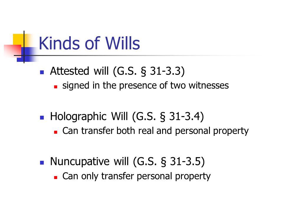 Kinds of Wills Attested will (G.S.