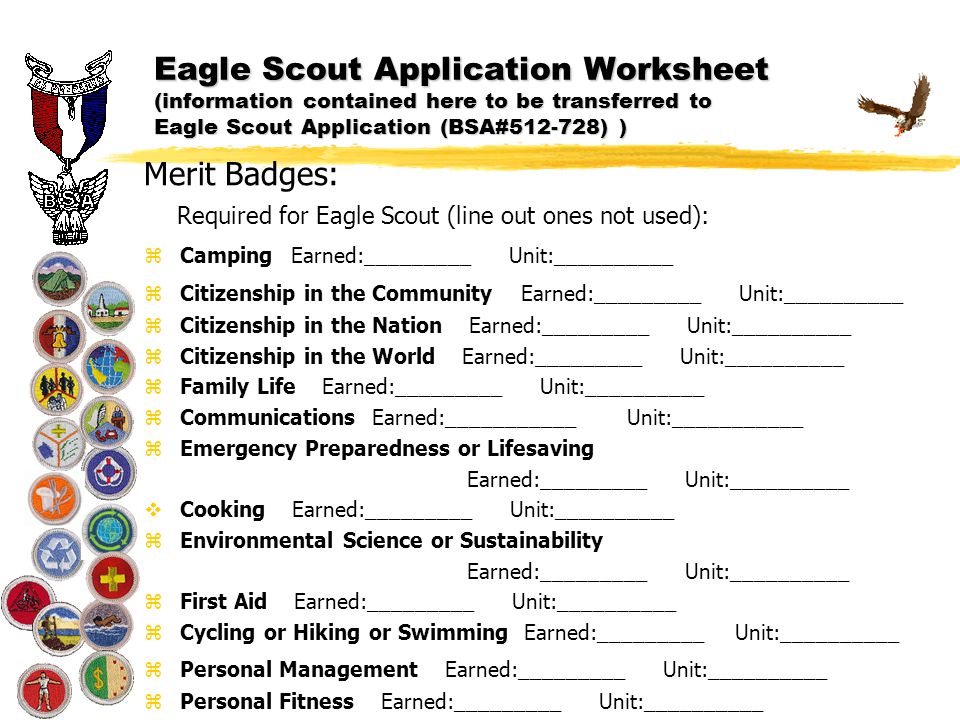 Worksheets Eagle Scout Worksheet printables eagle scout requirements worksheet joomsimple davezan davezan