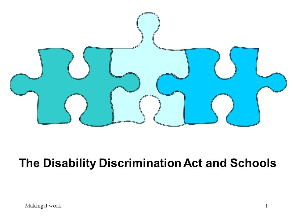 Making it work1 The Disability Discrimination Act and Schools