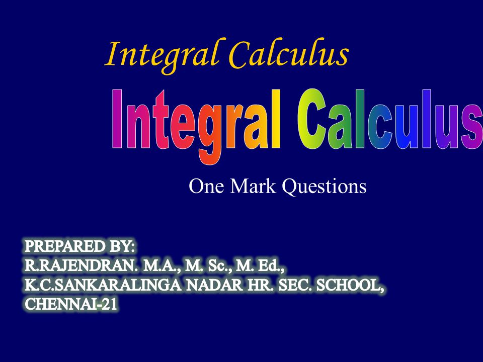 Integral Calculus One Mark Questions