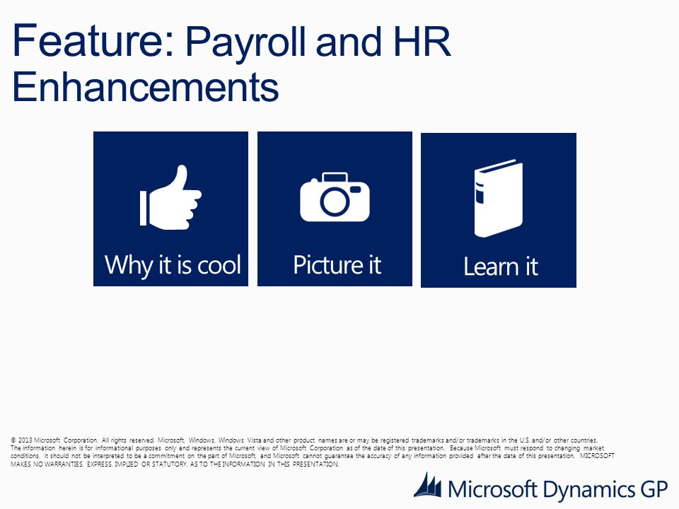 Feature: Payroll and HR Enhancements © 2013 Microsoft Corporation.