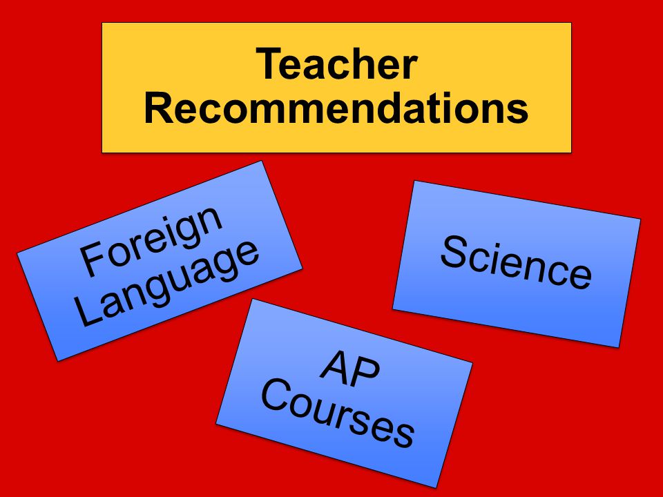 Teacher Recommendations Foreign Language Science AP Courses