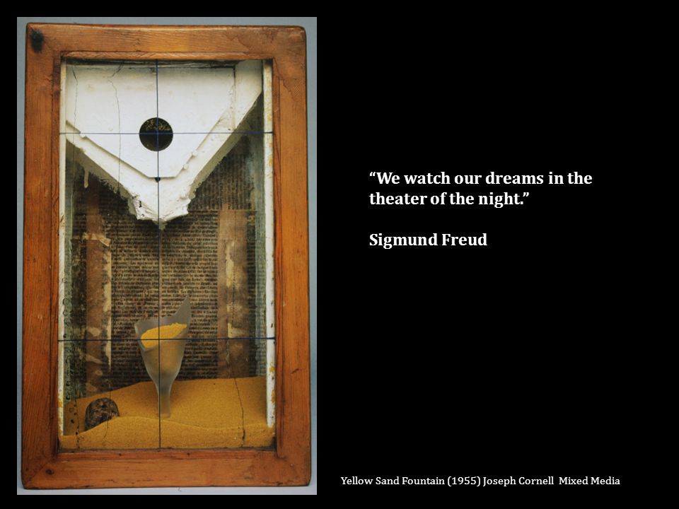 Yellow Sand Fountain (1955) Joseph Cornell Mixed Media We watch our dreams in the theater of the night. Sigmund Freud