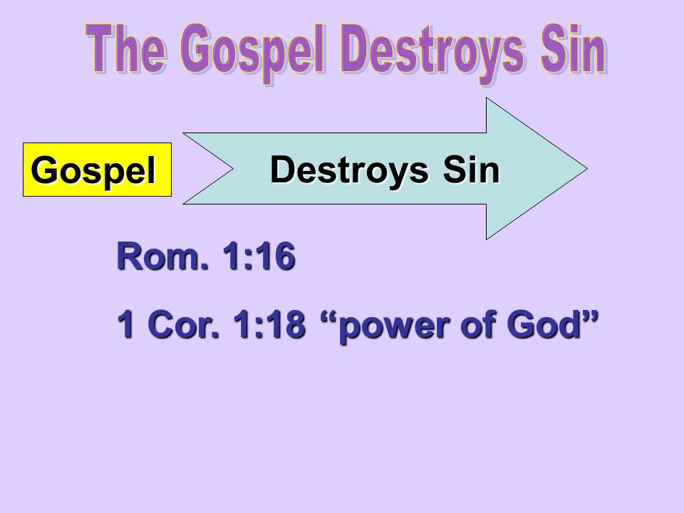 Gospel Destroys Sin Rom. 1:16 1 Cor. 1:18 power of God