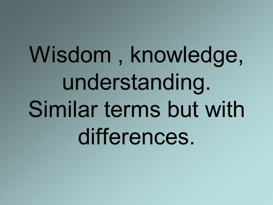 Wisdom, knowledge, understanding. Similar terms but with differences.