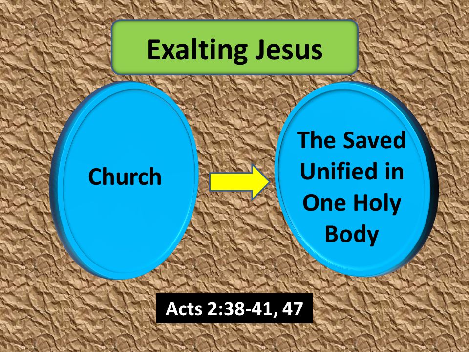 Church The Saved Unified in One Holy Body Exalting Jesus Acts 2:38-41, 47