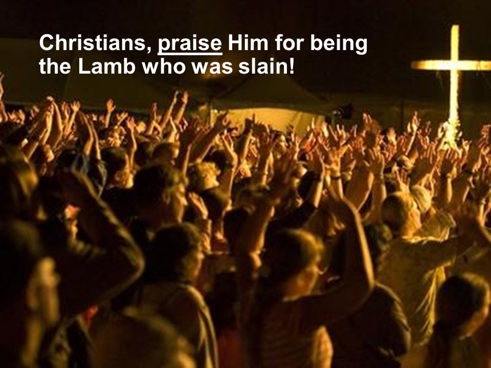 Christians, praise Him for being the Lamb who was slain!