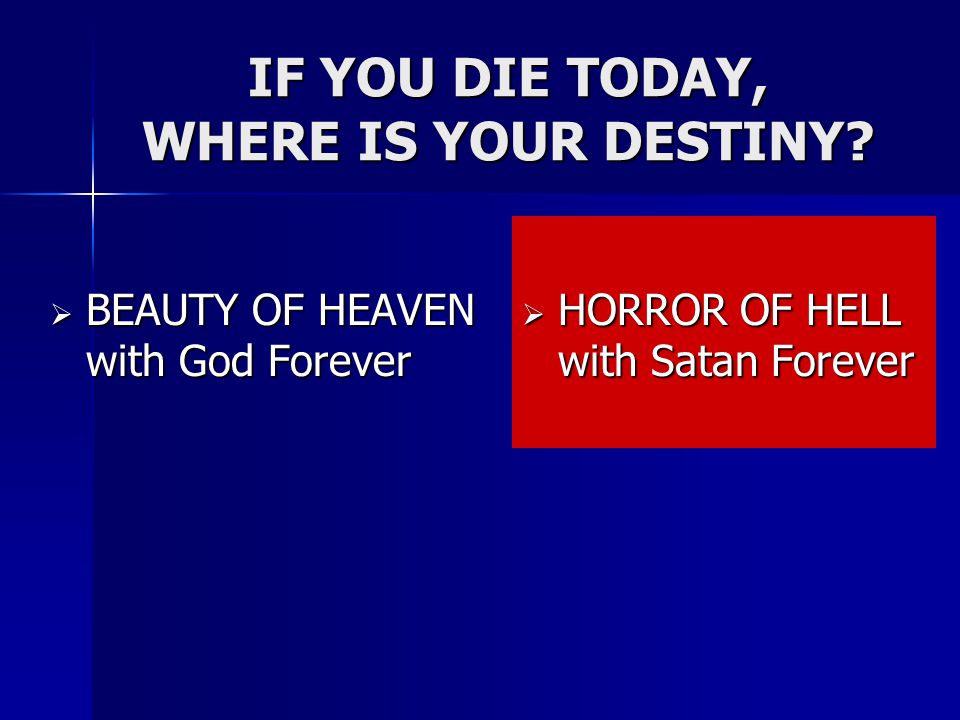 IF YOU DIE TODAY, WHERE IS YOUR DESTINY.