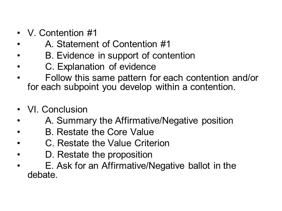 V. Contention #1 A. Statement of Contention #1 B.