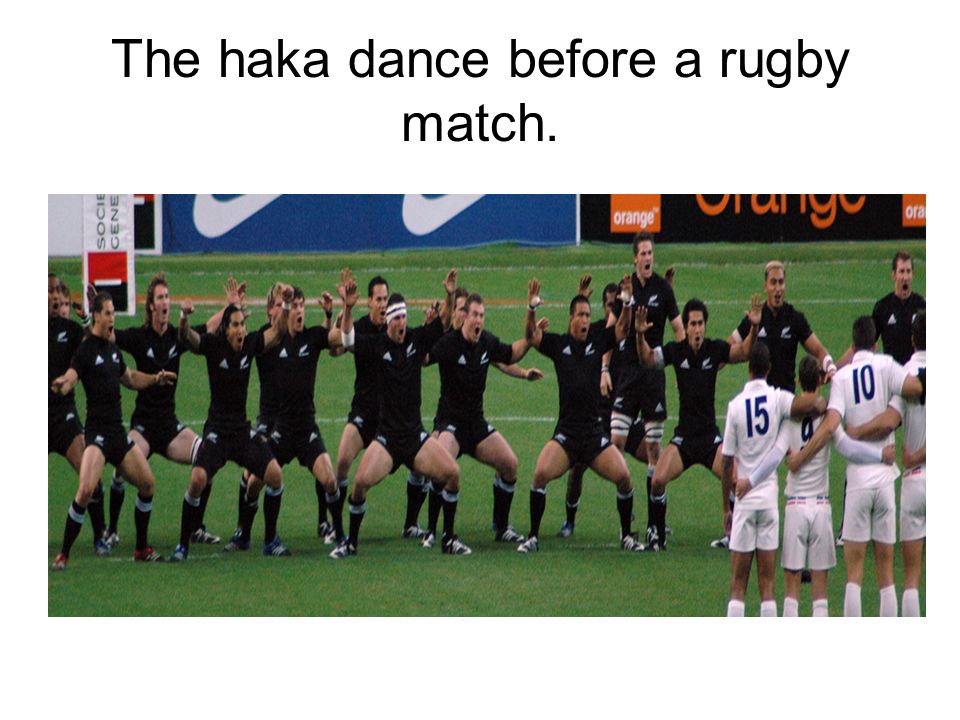 The haka dance before a rugby match.