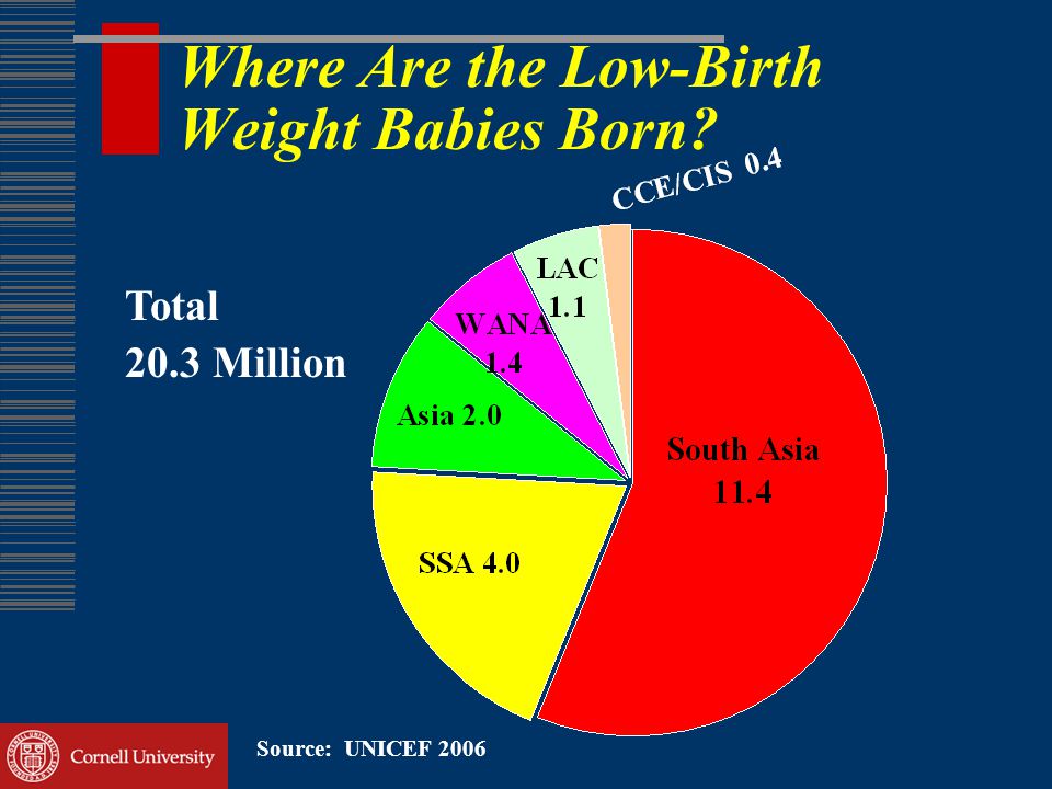 Where Are the Low-Birth Weight Babies Born Source: UNICEF 2006 Total 20.3 Million