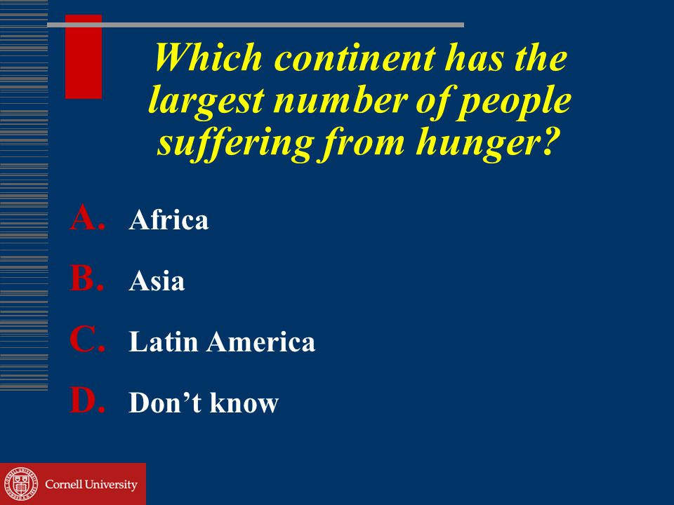 Which continent has the largest number of people suffering from hunger.