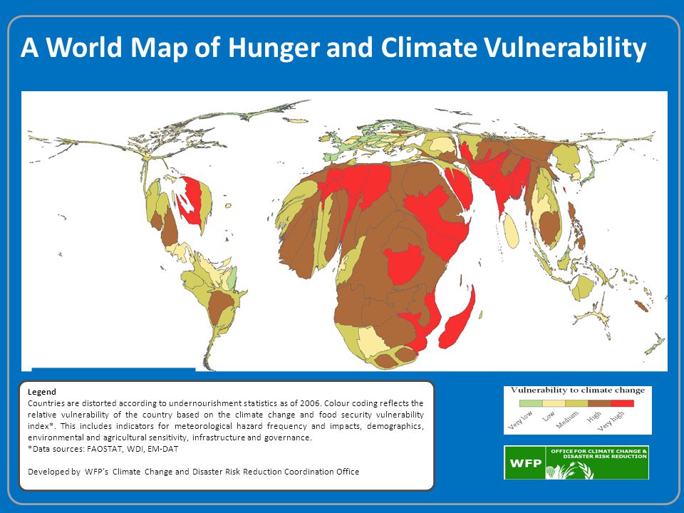 Legend Countries are distorted according to undernourishment statistics as of 2006.