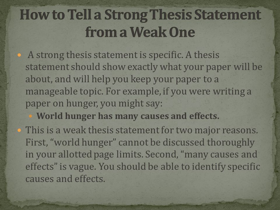 Strong Thesis Statement Example