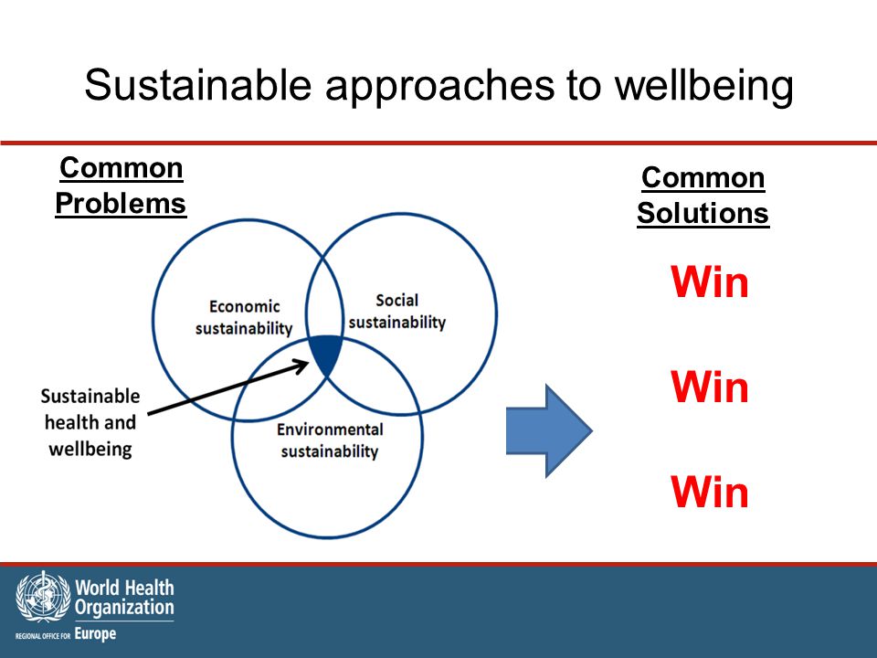 Sustainable approaches to wellbeing Win Common Problems Common Solutions