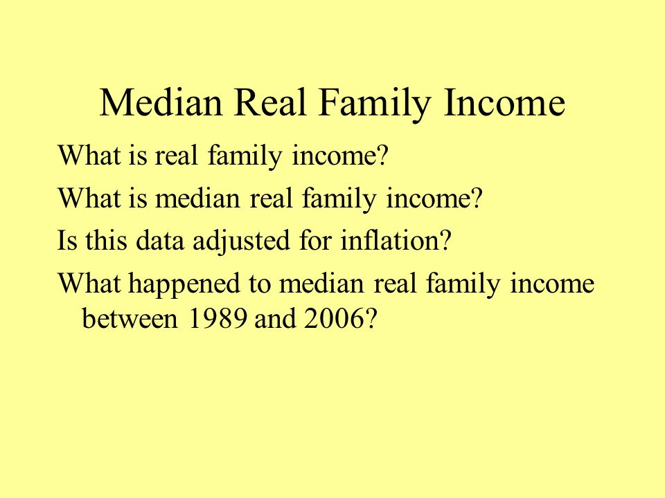 Median Real Family Income What is real family income.