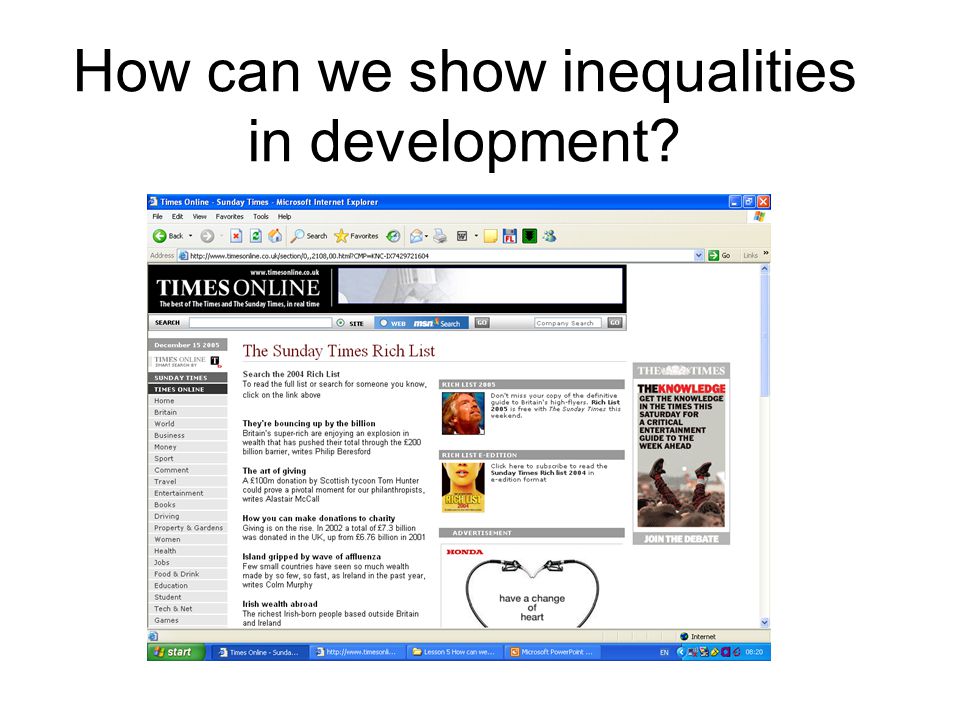How can we show inequalities in development