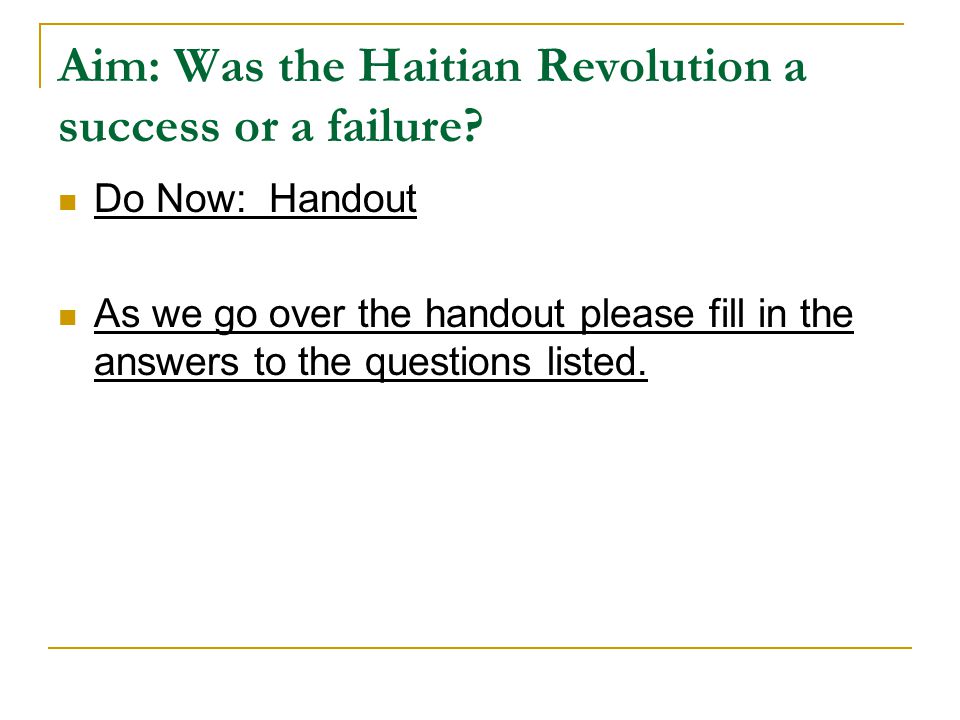Haitian revolution essay questions
