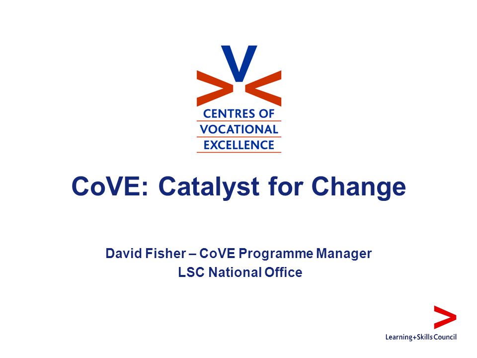 CoVE: Catalyst for Change David Fisher – CoVE Programme Manager LSC National Office