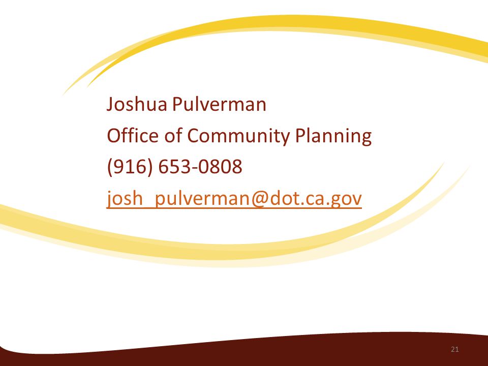 Joshua Pulverman Office of Community Planning (916)