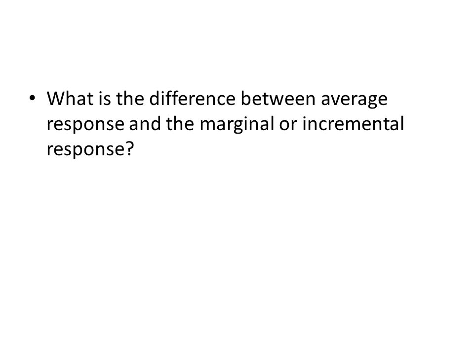 What is the difference between average response and the marginal or incremental response