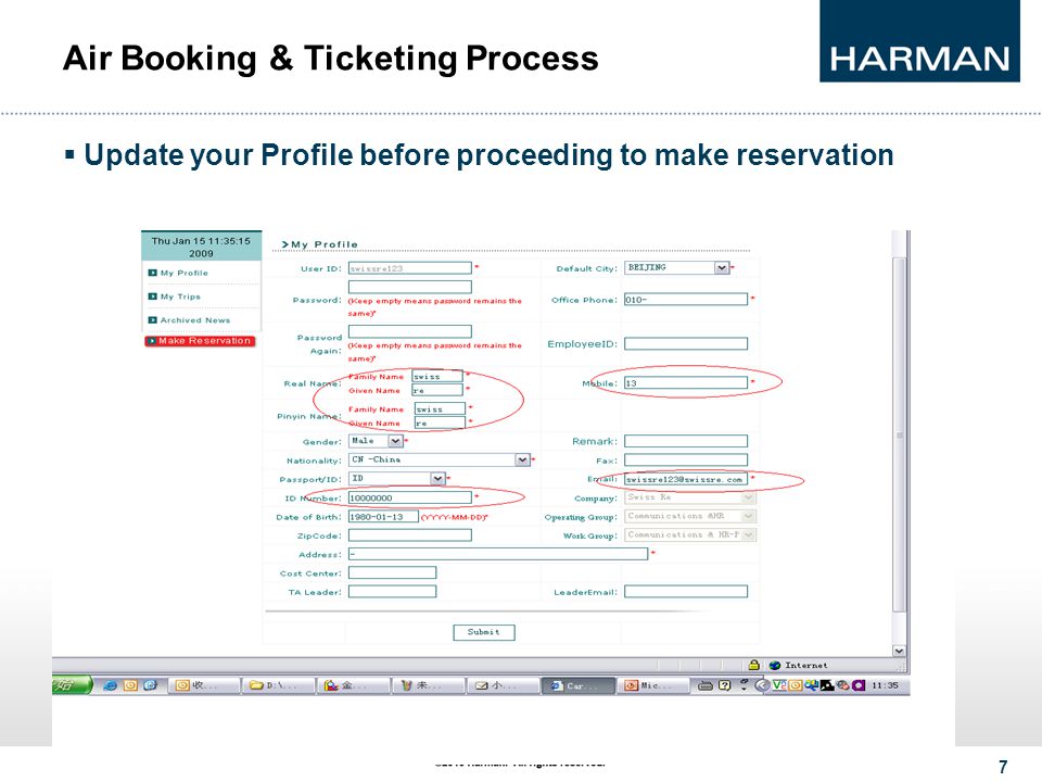 7 Air Booking & Ticketing Process  Update your Profile before proceeding to make reservation