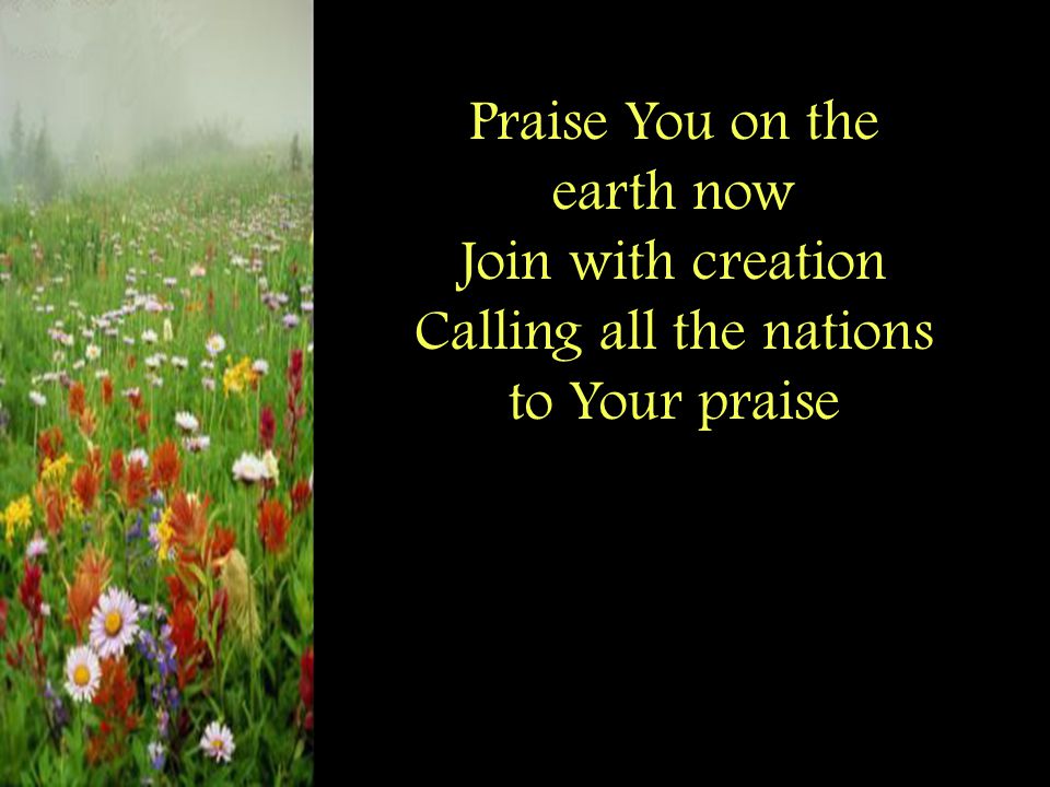 Praise You on the earth now Join with creation Calling all the nations to Your praise