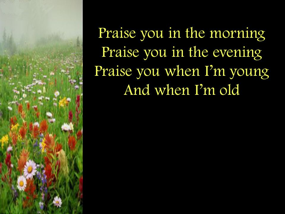 Praise you in the morning Praise you in the evening Praise you when I’m young And when I’m old