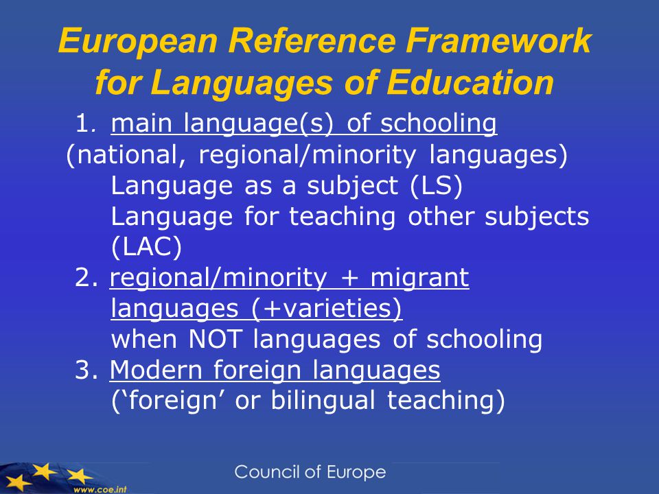 European Reference Framework for Languages of Education 1.