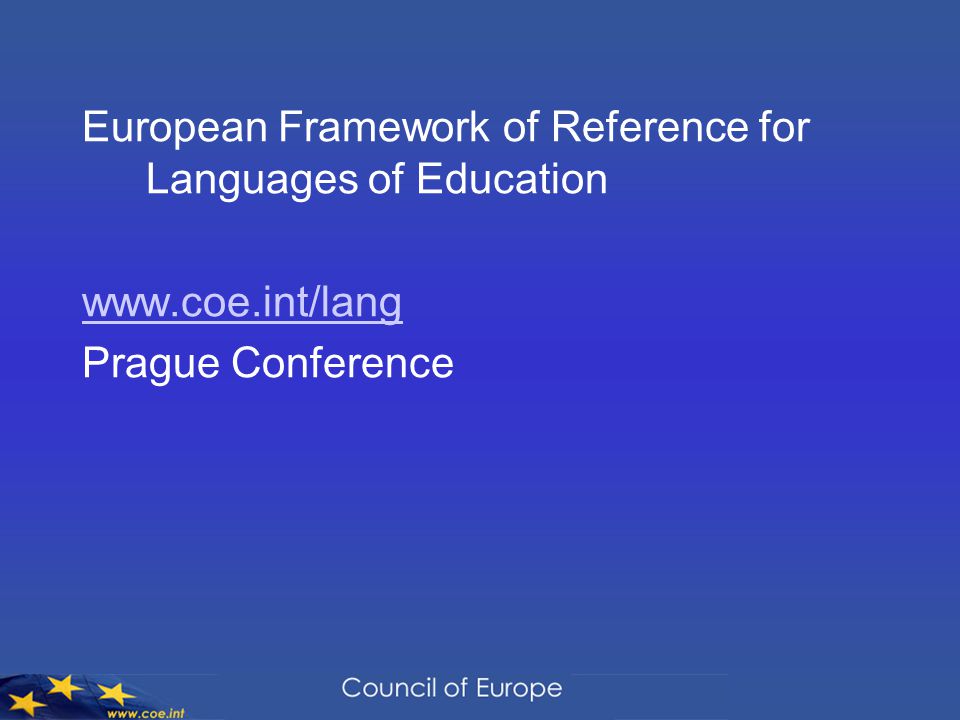 European Framework of Reference for Languages of Education   Prague Conference