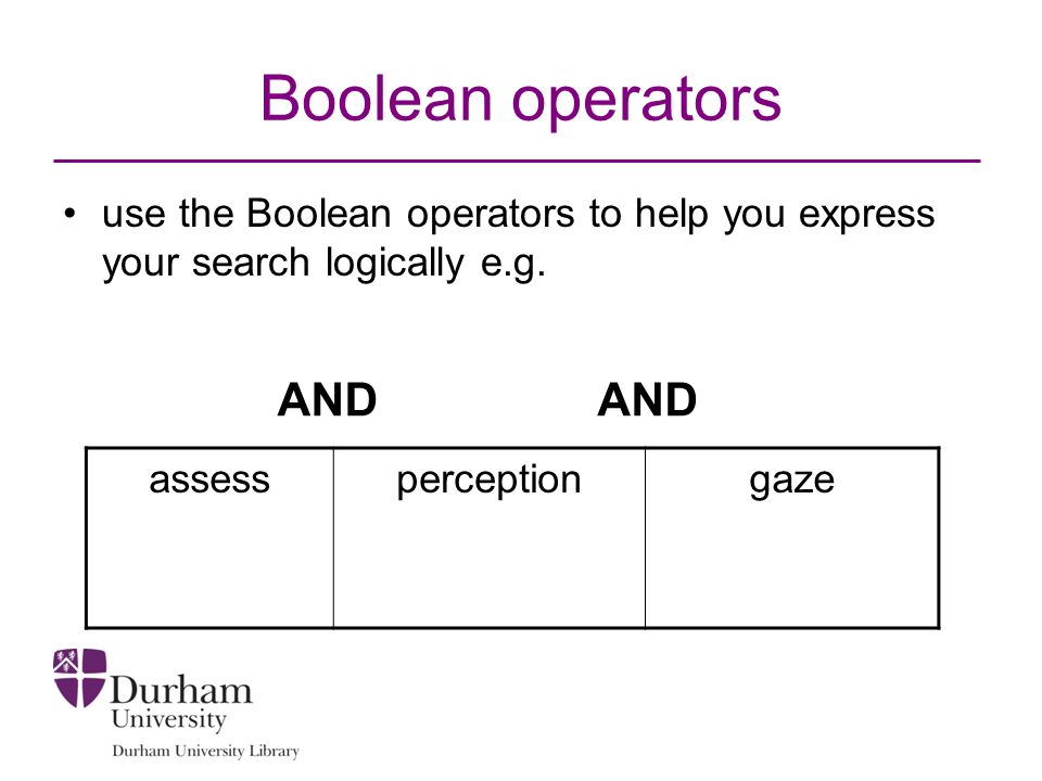 Boolean operators use the Boolean operators to help you express your search logically e.g.