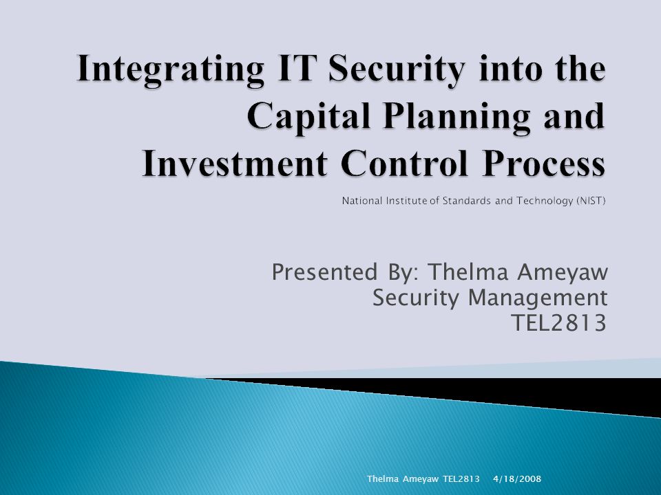 Presented By: Thelma Ameyaw Security Management TEL2813 4/18/2008Thelma Ameyaw TEL2813