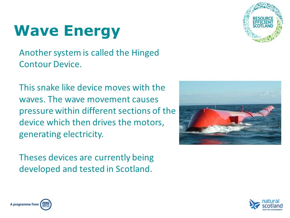 Wave Energy Another system is called the Hinged Contour Device.