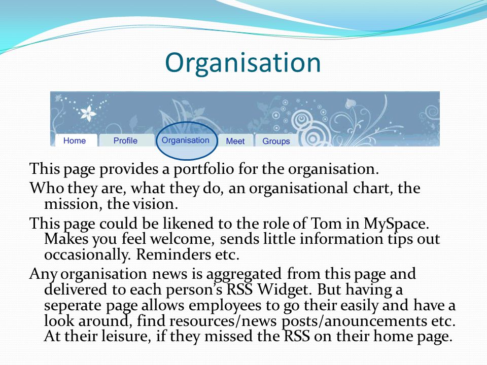 Organisation This page provides a portfolio for the organisation.