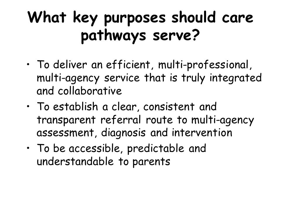 What key purposes should care pathways serve.