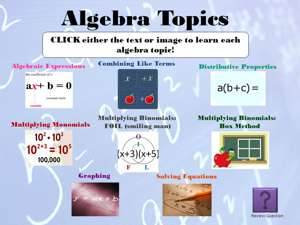 Learning Algebra Amber Elsner 8 th Grade Algebra Click for the next slide