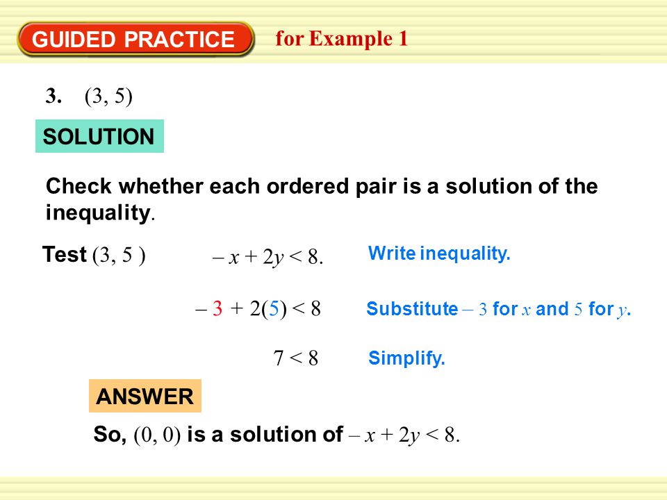 Warm-Up Exercises GUIDED PRACTICE for Example 1 SOLUTION 3.
