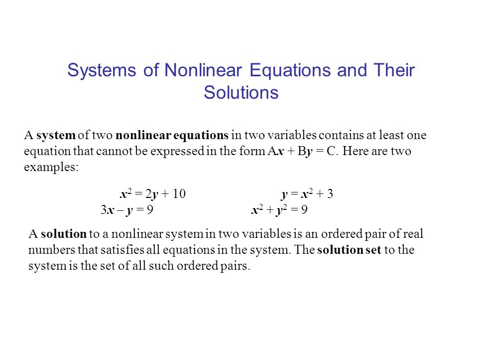 Equations With Two Variables Talkchannels Systems Of Nonlinear Equations And Their Solutions A System Two