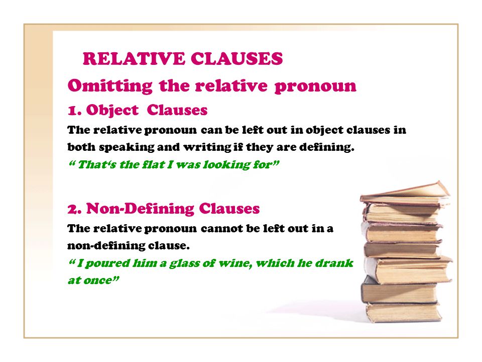 RELATIVE CLAUSES Omitting the relative pronoun 1.