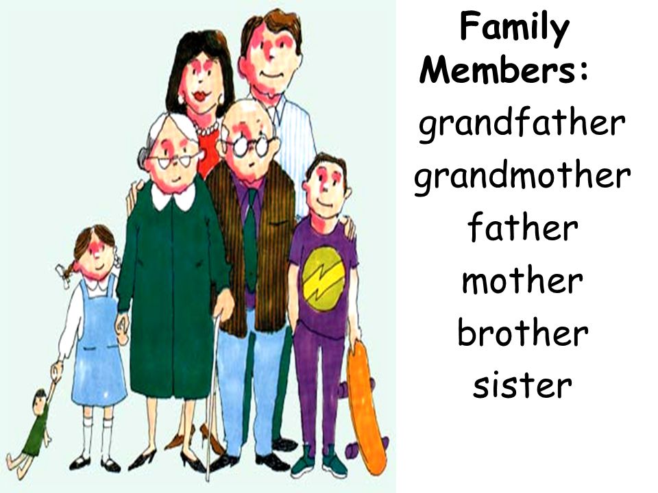 Family Members: grandfather grandmother father mother brother sister