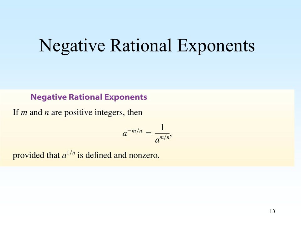13 Negative Rational Exponents