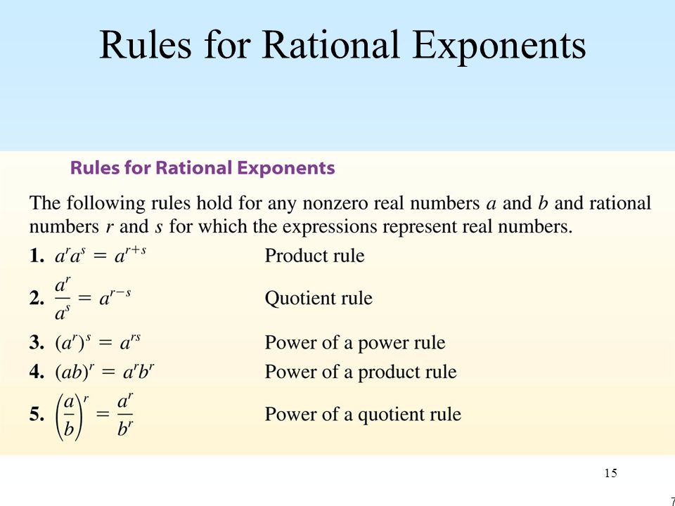 15 Rules for Rational Exponents 7-6