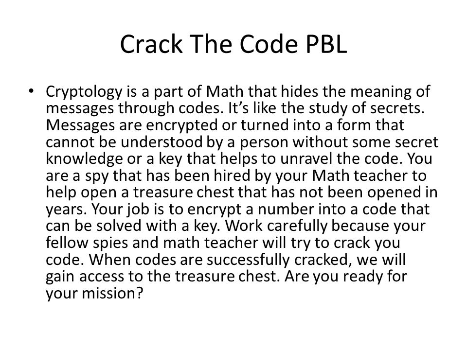 a study of cryptography and the use of mathematical codes Vootkuri kranthi, btech cryptography & mathematical puzzles, amrita university (2018) answered jun 2, 2017 with the rise in technology study of cryptography is mustfirst and foremost cryptography is used for encryption and decryption of data. a study of cryptography and the use of mathematical codes Vootkuri kranthi, btech cryptography & mathematical puzzles, amrita university (2018) answered jun 2, 2017 with the rise in technology study of cryptography is mustfirst and foremost cryptography is used for encryption and decryption of data.