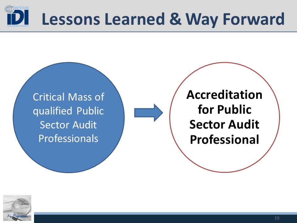 3i Programme Critical Mass of qualified Public Sector Audit Professionals Accreditation for Public Sector Audit Professional Lessons Learned & Way Forward 19