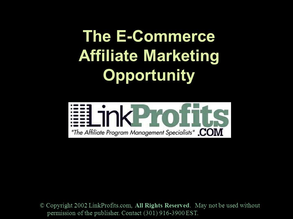 The E-Commerce Affiliate Marketing Opportunity © Copyright 2002 LinkProfits.com, All Rights Reserved.