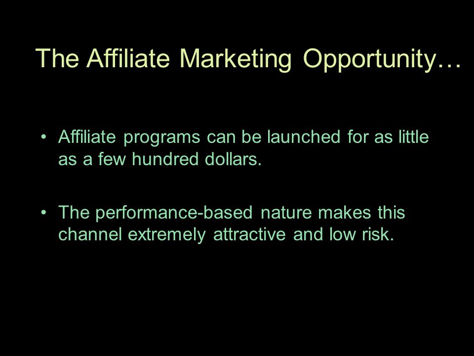 Affiliate programs can be launched for as little as a few hundred dollars.