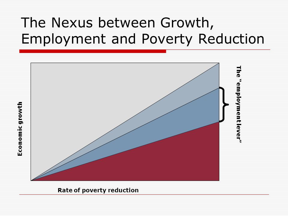 The Nexus between Growth, Employment and Poverty Reduction Economic growth Rate of poverty reduction The employment lever