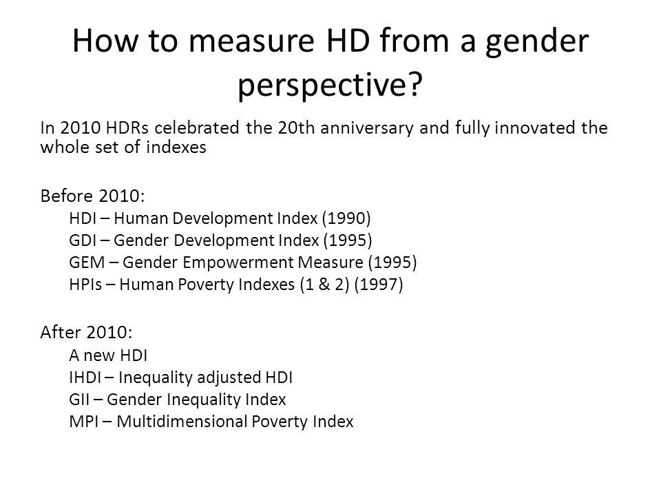 How to measure HD from a gender perspective.
