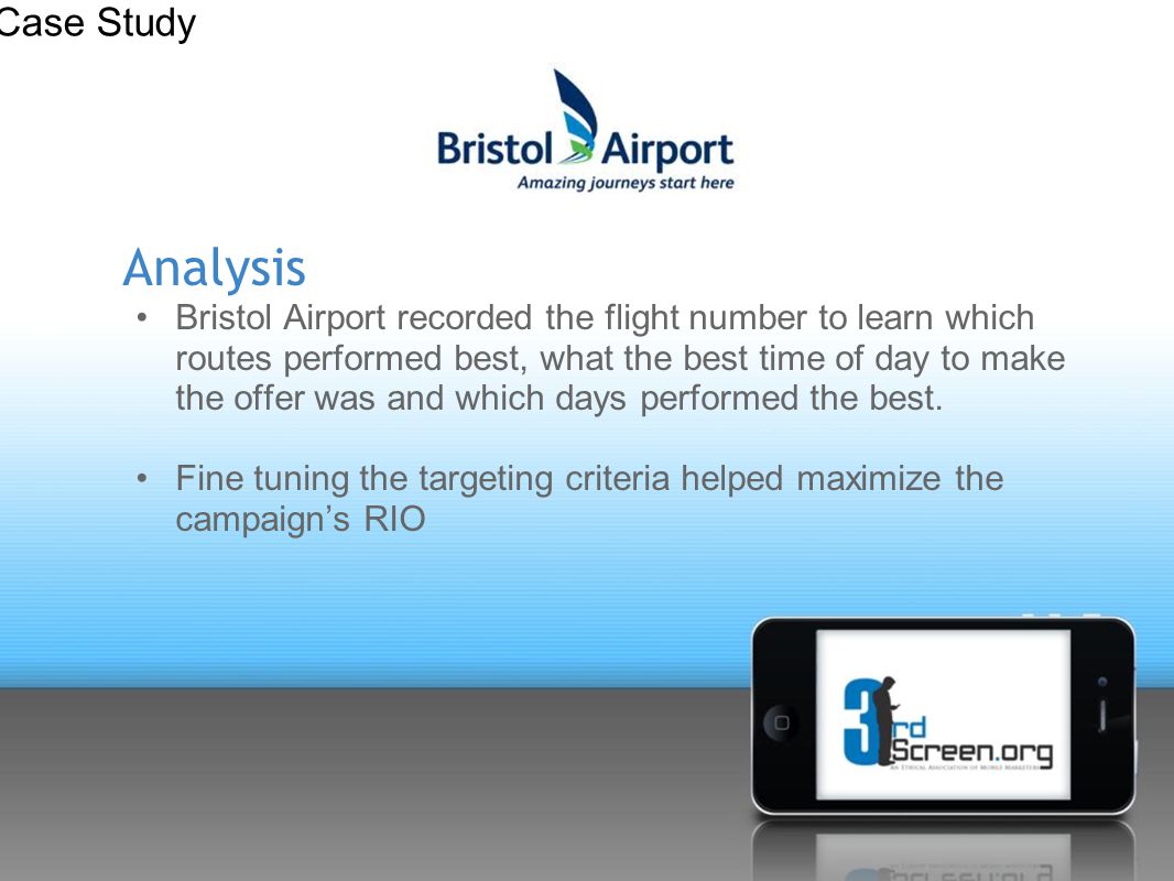 Analysis Bristol Airport recorded the flight number to learn which routes performed best, what the best time of day to make the offer was and which days performed the best.