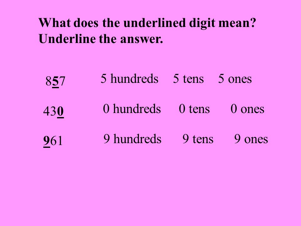 What does the underlined digit mean. Underline the answer.